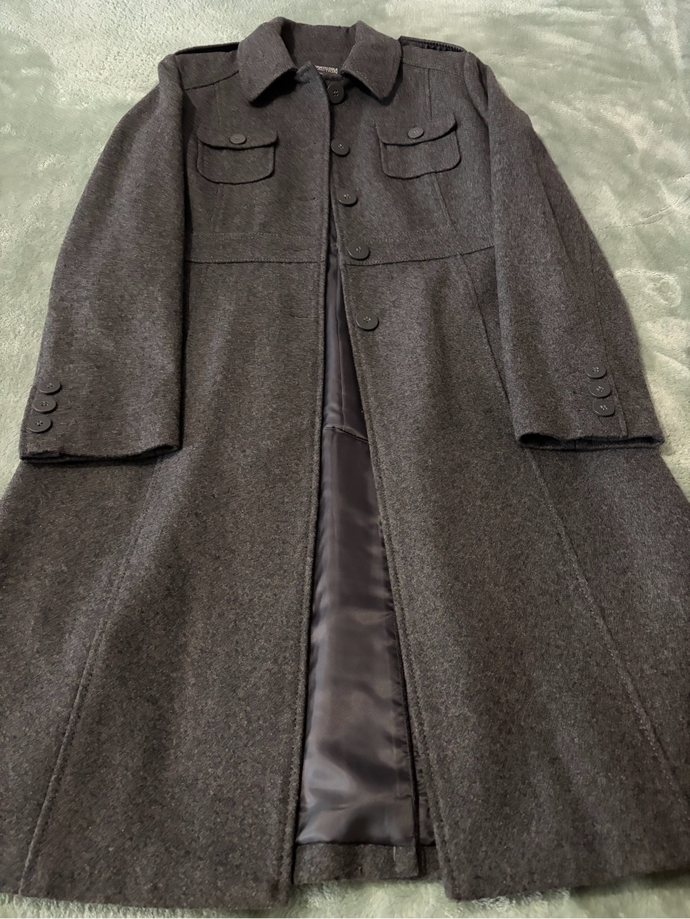 Women’s Kenneth Cole Dark Charcoal Wool Pea Coat